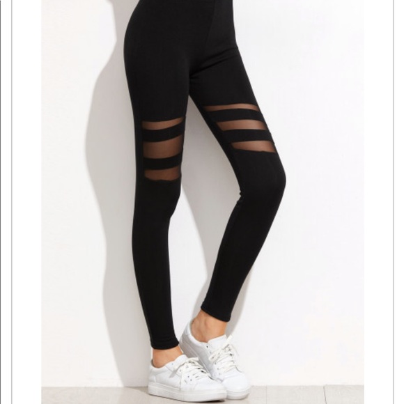 BLACK MESH INSERT LEGGING- Legging - Picture 2 of 5